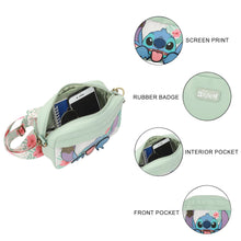 Load image into Gallery viewer, Disney Stitch Floral Print Green 7" Crossbody Bag