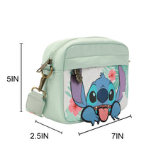 Load image into Gallery viewer, Disney Stitch Floral Print Green 7" Crossbody Bag