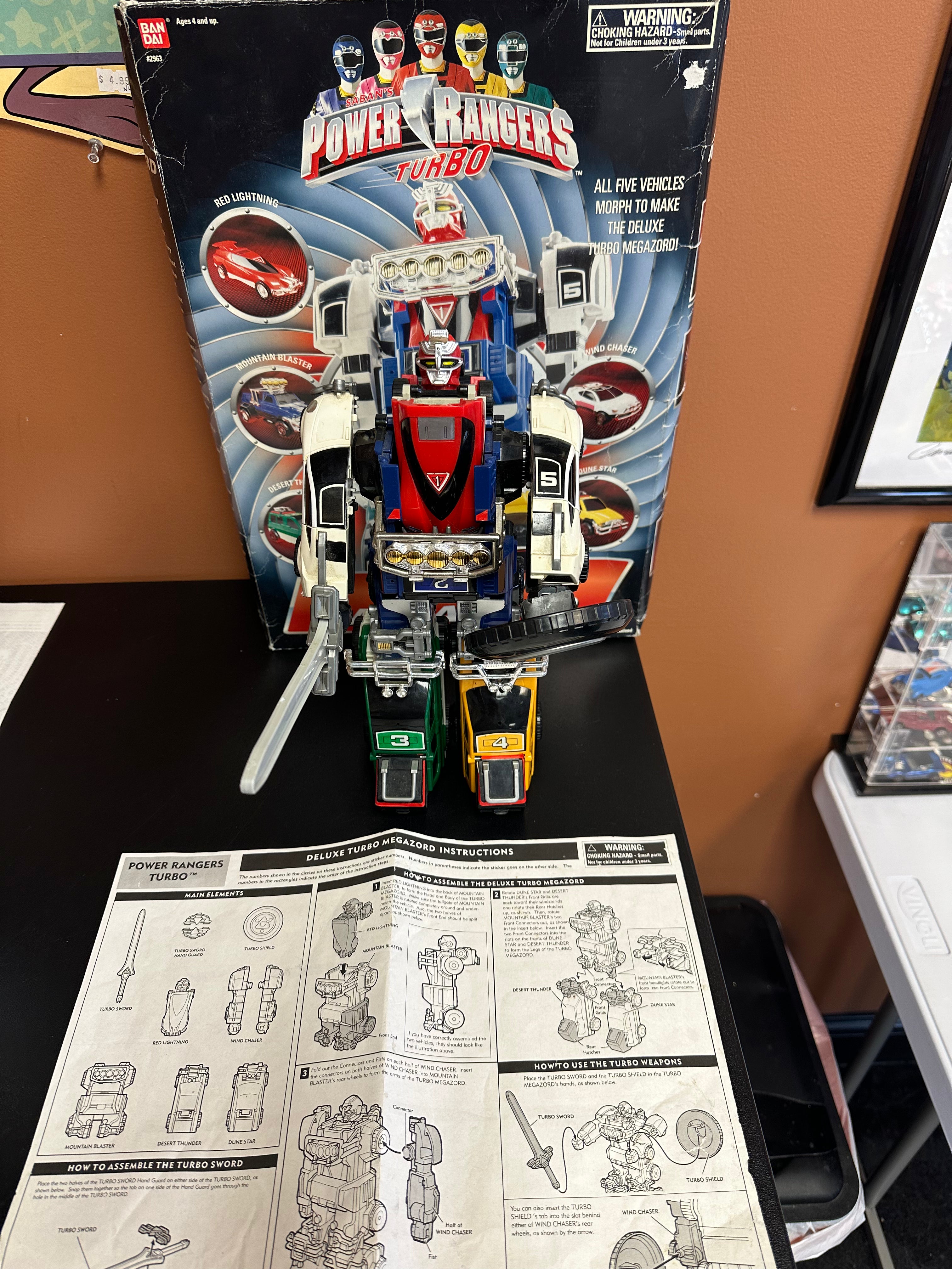 Bandai 1996 Power Rangers Deluxe Turbo Megazord Complete Preowned