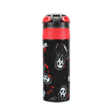 Load image into Gallery viewer, Ghostface Mask & Blood Splatter All-Over Print Black 24 Oz Stainless Steel Water Bottle