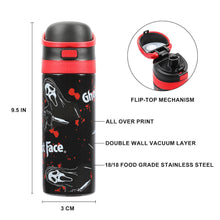 Load image into Gallery viewer, Ghostface Mask & Blood Splatter All-Over Print Black 24 Oz Stainless Steel Water Bottle