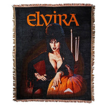 Load image into Gallery viewer, Elvira Pumpkin Tapestry Throw Blanket