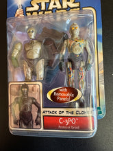 Load image into Gallery viewer, HASBRO STAR WARS ATTACK OF THE CLONES C-3PO WITH REMOVEABLE PANELS
