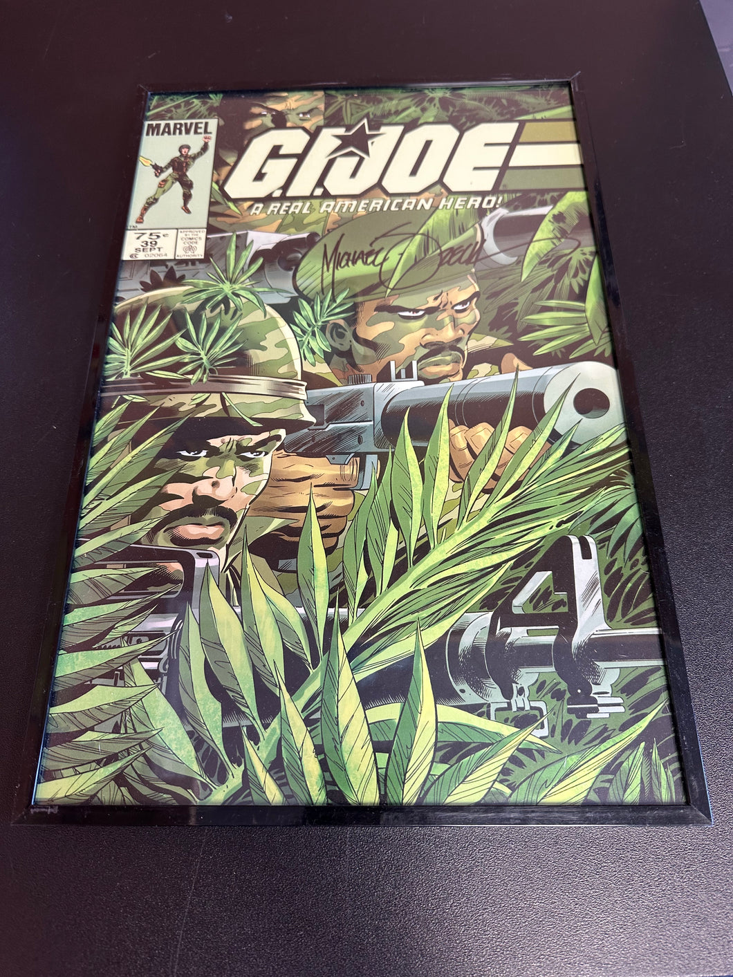 G.I. Joe Comic Cover Art Print 17”x11” with Frame Signed by Artist Michael Zeck Preowned No COA