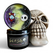 Load image into Gallery viewer, Jack &amp; Sally Candle | Halloween and Christmas | Vegan
