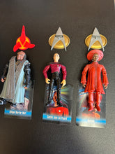 Load image into Gallery viewer, Playmates 1993 Star Trek 4.5” Figure Lot of 3 with Cards &amp; Stands Preowned
