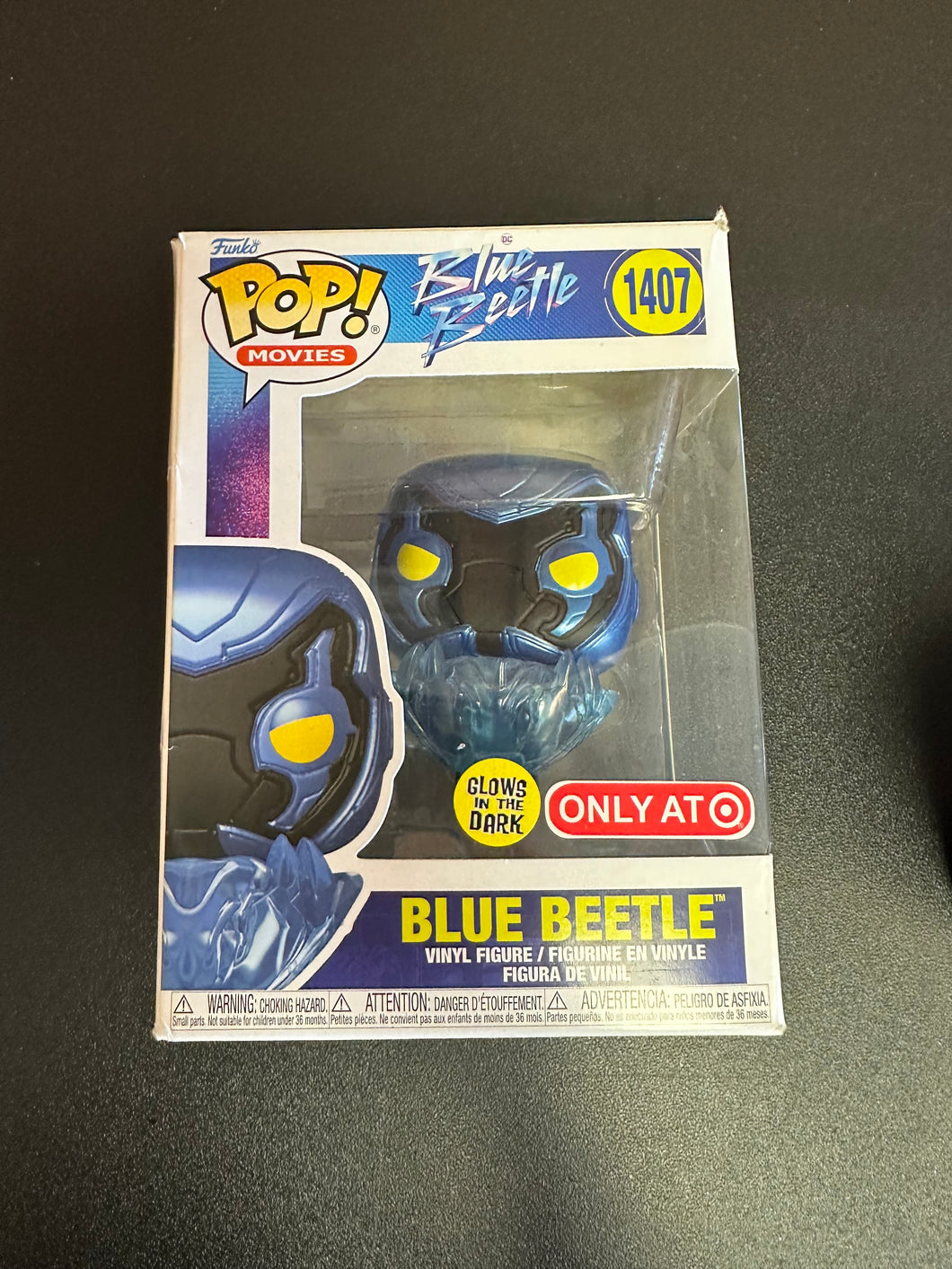 FUNKO POP DC BLUE BEETLE GITD TARGET 1407 BOX DAMAGE