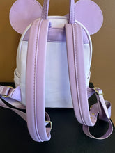 Load image into Gallery viewer, DISNEY LOUNGEFLY MINNIE MOUSE PURPLE FLOWERS MINI BACKPACK PREOWNED
