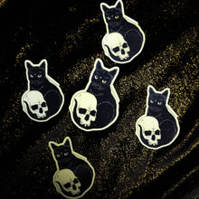 Load image into Gallery viewer, Embracing Death Cat Skull Sticker
