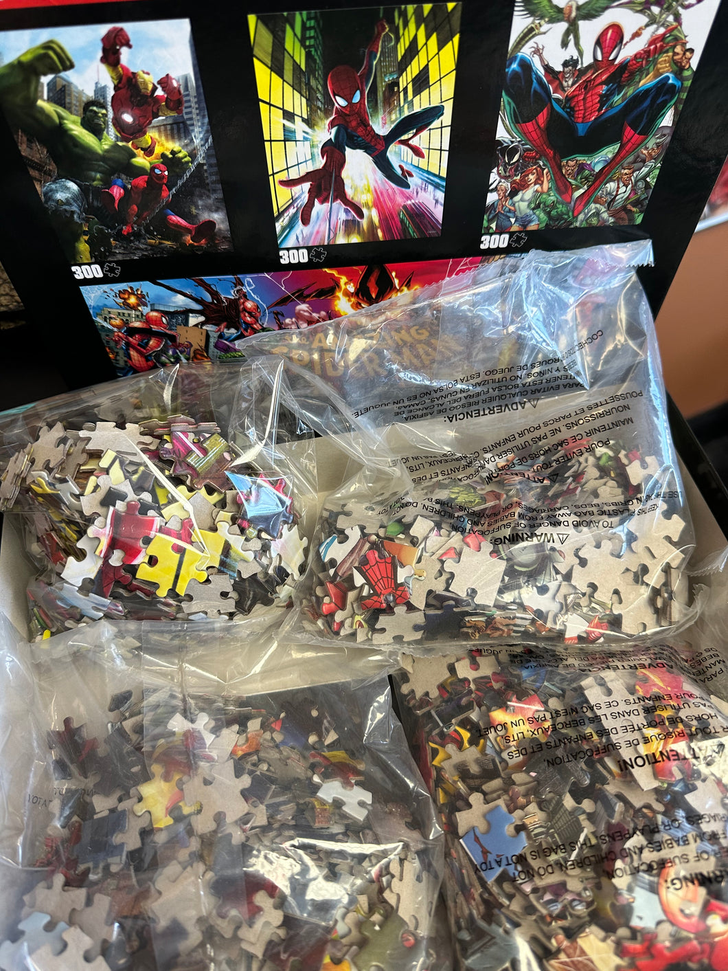 Marvel Puzzle Set of 4 with 1 Opened Preowned