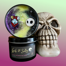 Load image into Gallery viewer, Jack &amp; Sally Candle | Halloween and Christmas | Vegan
