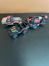 Load image into Gallery viewer, Tonka 1978 Black &amp; Red Truck Trailer Indy Car Jeep Motorcycle Bike Lot of 5 Items
