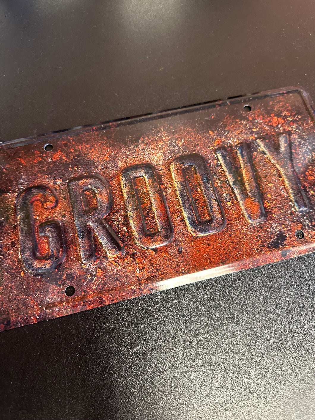 Evil Dead “GROOVY” Tin License Plate