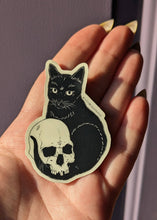 Load image into Gallery viewer, Embracing Death Cat Skull Sticker
