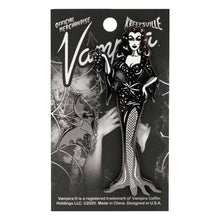 Load image into Gallery viewer, Vampira With Flying Bat Enamel Pin
