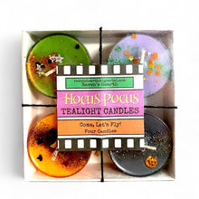 Load image into Gallery viewer, Hocus Pocus Tealight Candles | Halloween | Vegan | Handmade
