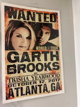 Load image into Gallery viewer, Garth Brooks Trisha Yearwood Oct 12 2017 World Tour Atlanta Wanted Poster
