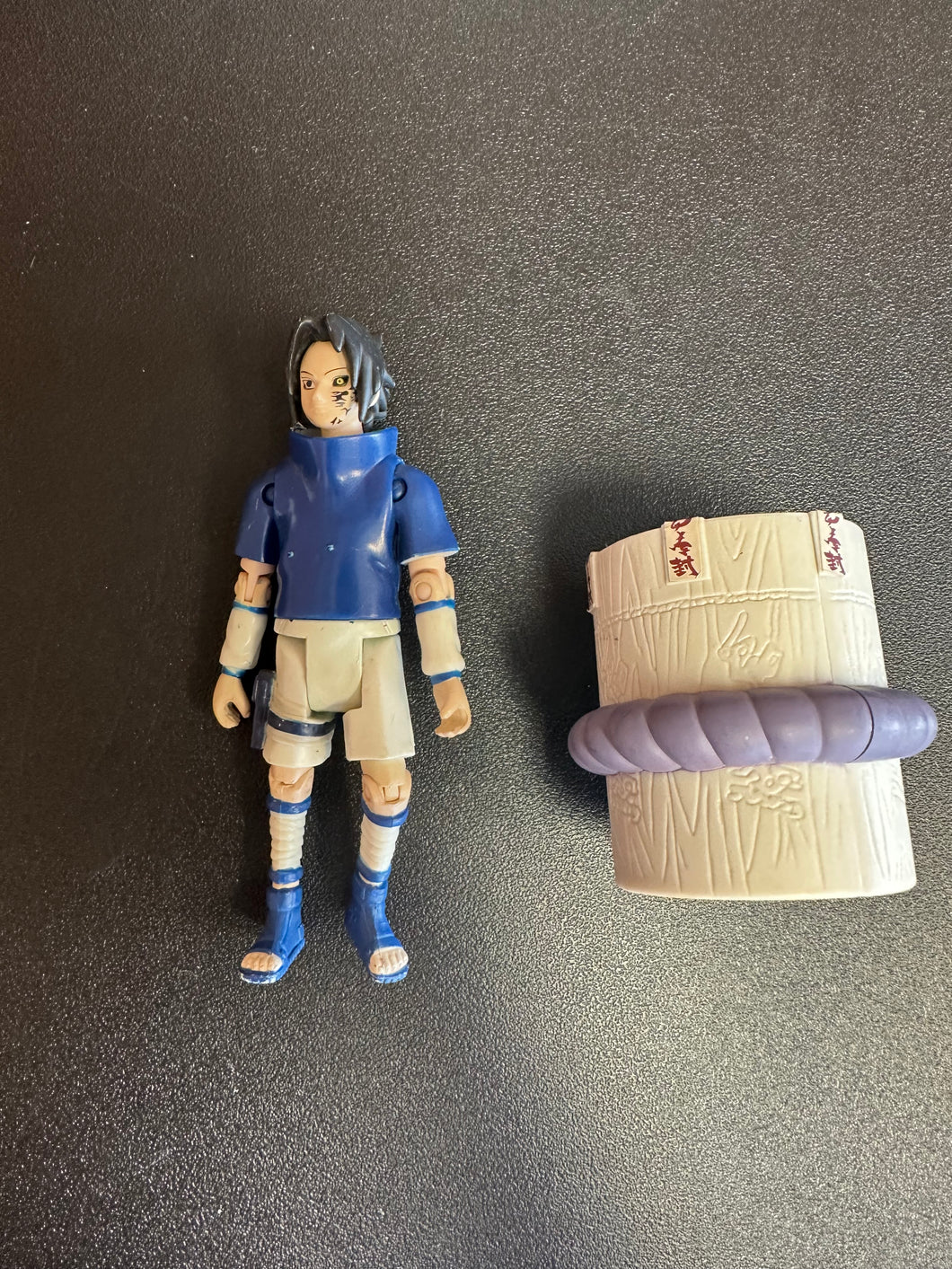 Naruto Curse Mark Black Seal Jutsu Sasuke with Barrel Preowned Figure