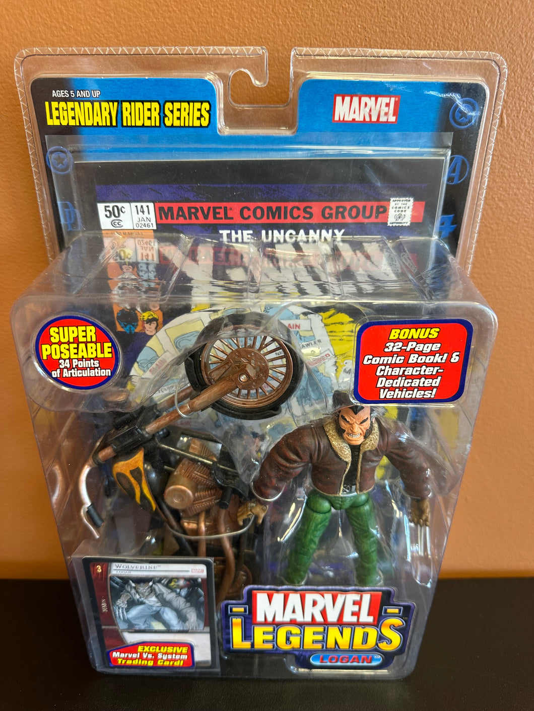 Toy Biz Marvel Legends Rider Series Logan Comic Book & Figure