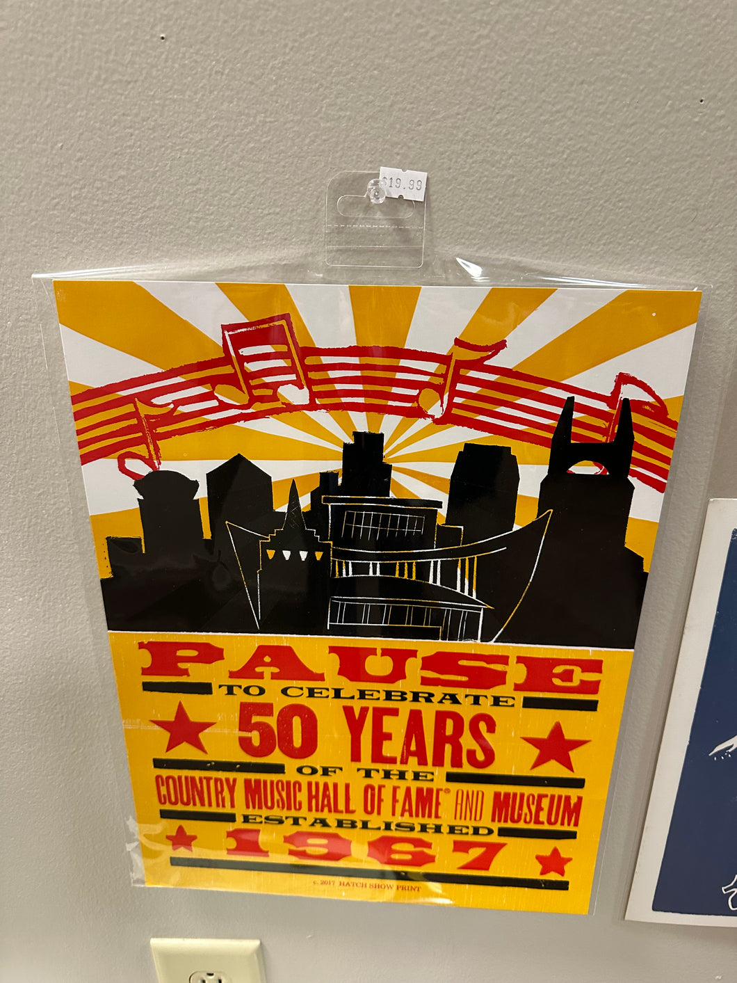 50 Years of the Country Music Hall of Fame and Musem 2017 Hatch Show Print Poster Damaged