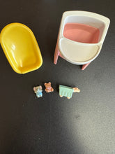 Load image into Gallery viewer, Little Tikes Dollhouse Size Highchair and Car Seat plus Extras
