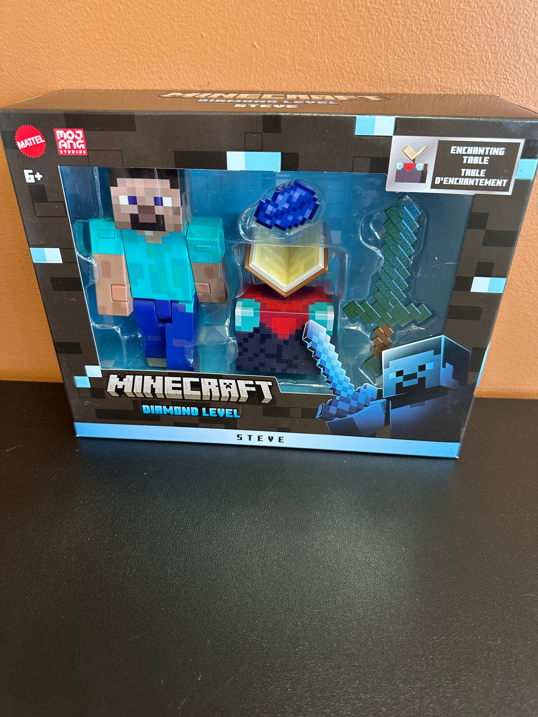 Minecraft Diamond Level Steve Figure with Enchanting Table