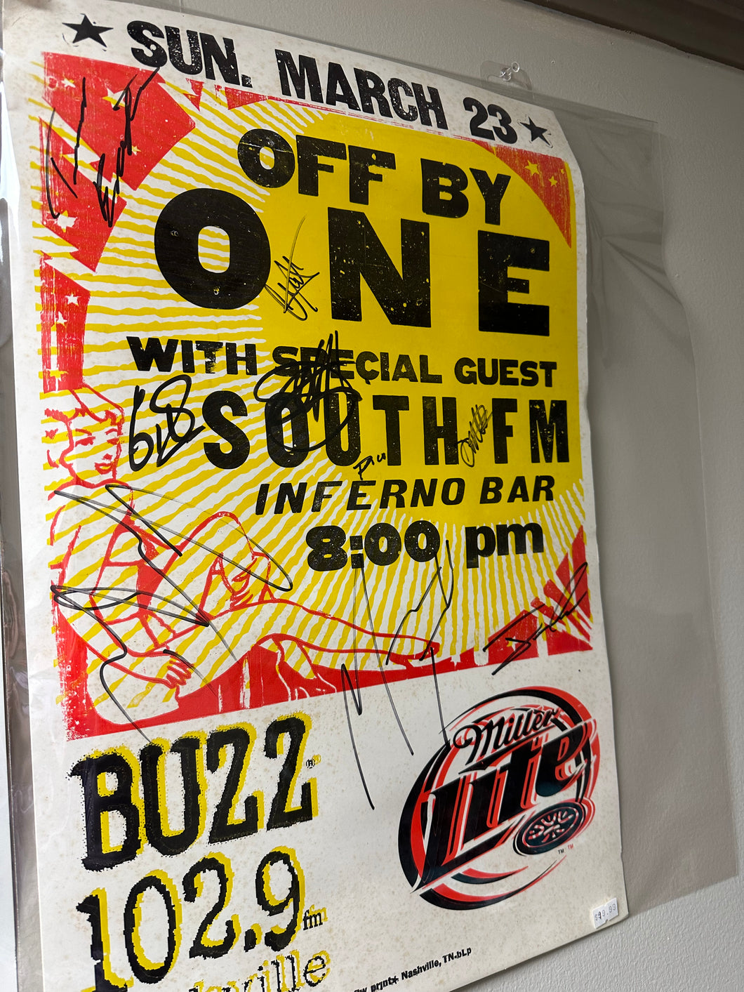 Off By One Buzz 102.9 Nashville March 23 2004 Hatch Show Print Autographed Poster Damaged