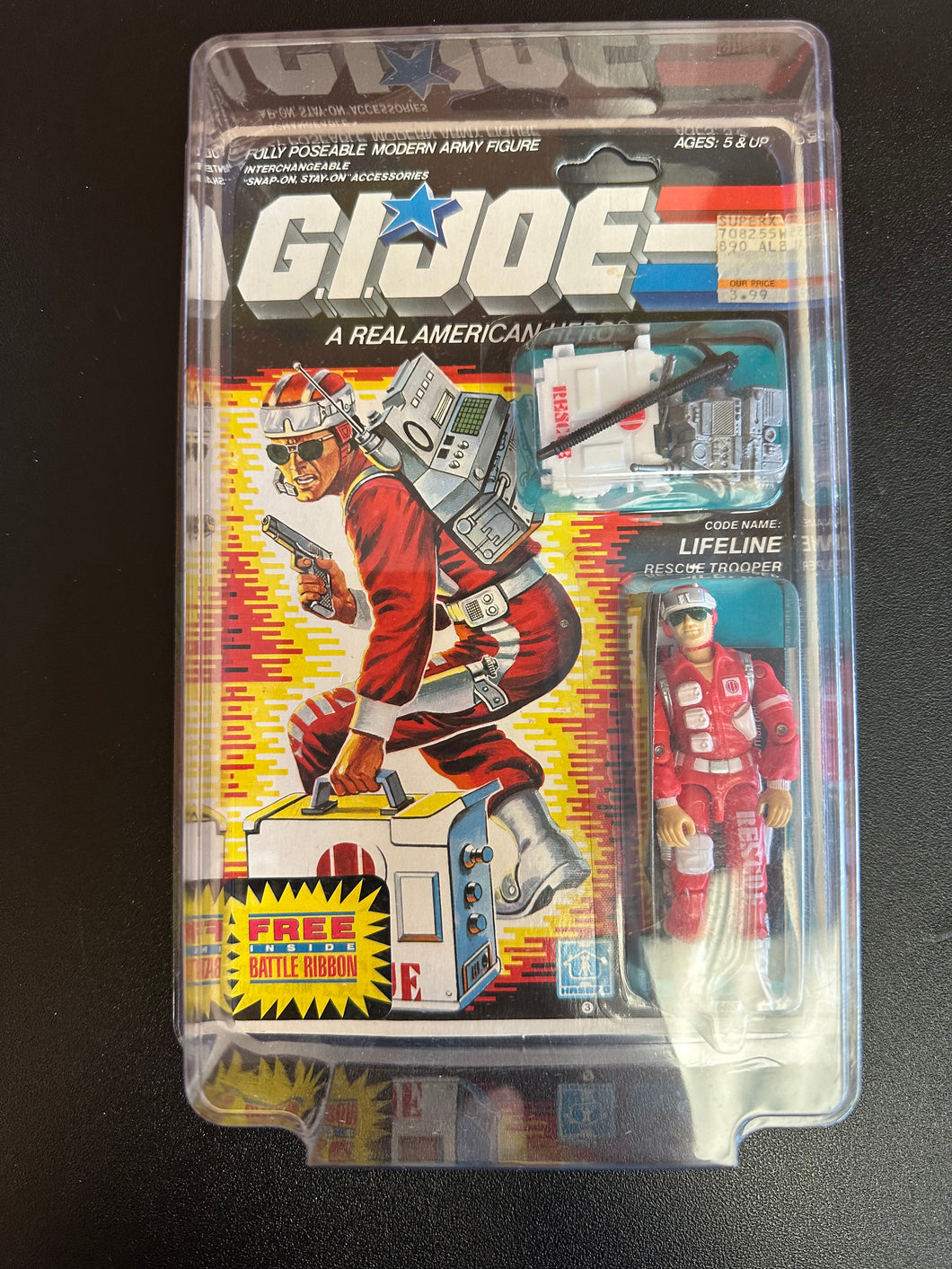 Hasbro G.I. Joe 1985 Lifeline Rescue Trooper on Card Not Mint