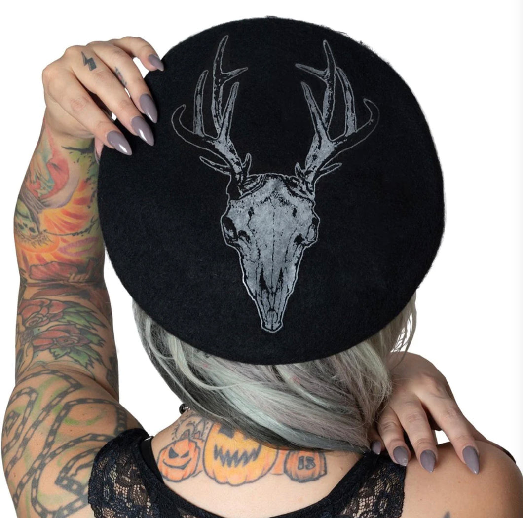 Kreepsville Deer Skull Beret