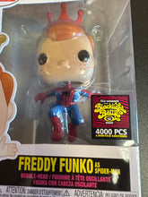 Load image into Gallery viewer, FUNKO POP FREDDY FUNKO AS SPIDER-MAN SE BLACKLIGHT BATTLE
