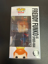 Load image into Gallery viewer, FUNKO POP FREDDY FUNKO AS SPIDER-MAN SE BLACKLIGHT BATTLE
