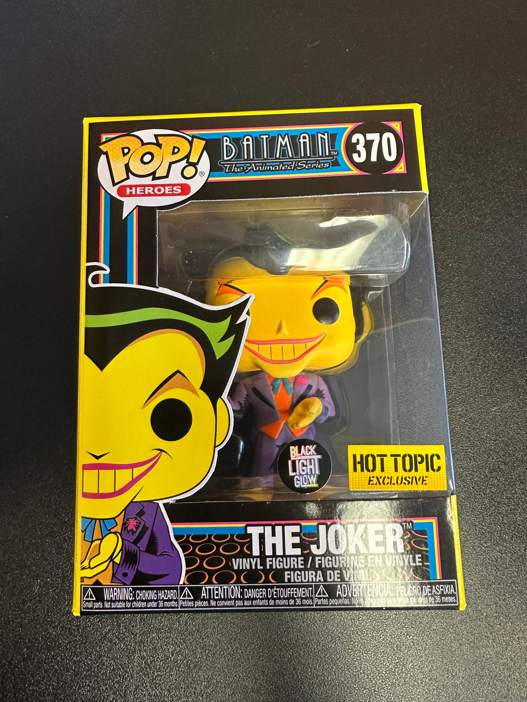 FUNKO POP HEROES BATMAN ANIMATED THE JOKER BLACKLIGHT HOT TOPIC 370