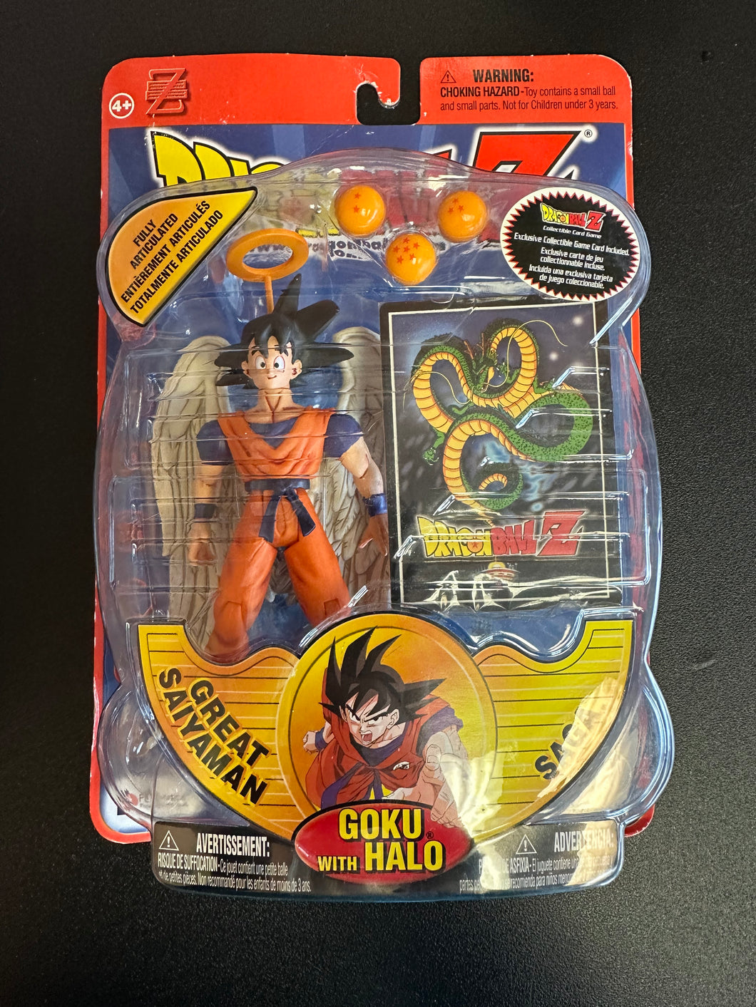 Irwin Toy Dragonball Z Goku with Halo New in Package with Slight Card Damage