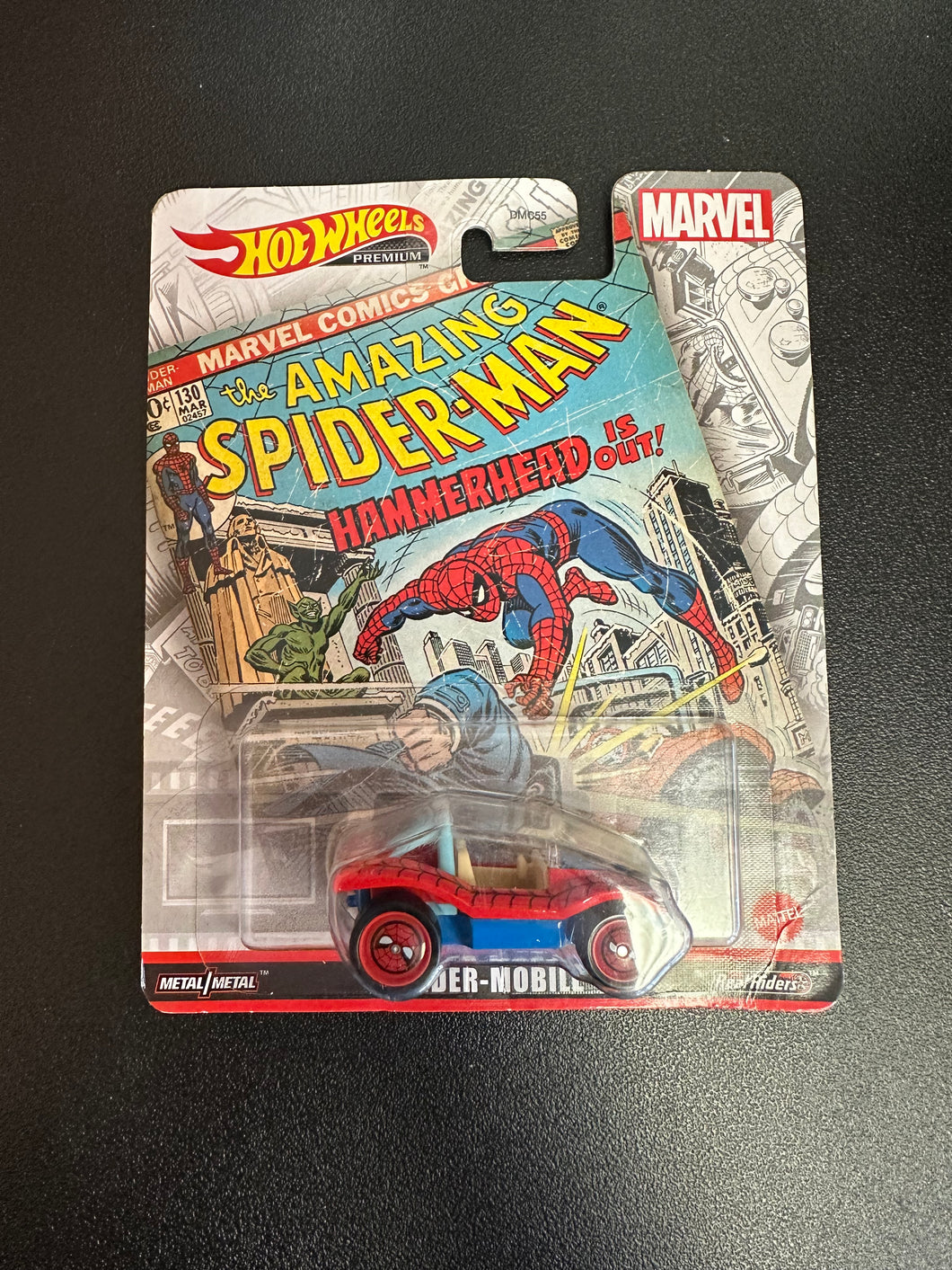 HOT WHEELS PREMIUM MARVEL THE AMAZING SPIDER-MAN SPIDER-MOBILE CARD DAMAGE