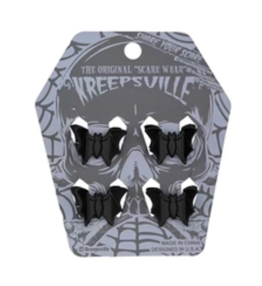 Kreepsville Mini Bat Black Claw Hair Clips Set of 4