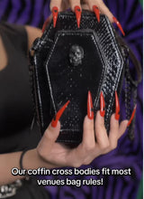 Load image into Gallery viewer, Kreepsville Mini Coffin Crossbody Skull Bag Purse
