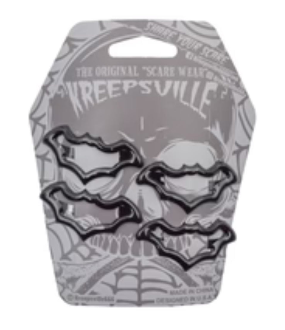 Kreepsville Bat Black Snap Hair Clips Set of 4