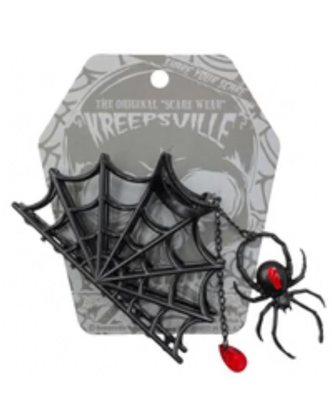 Kreepsville Black Spider Charm Web Hair Claw Clip