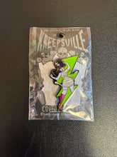 Load image into Gallery viewer, Kreepsville Bride Bolt Green Glitter Enamel Pin
