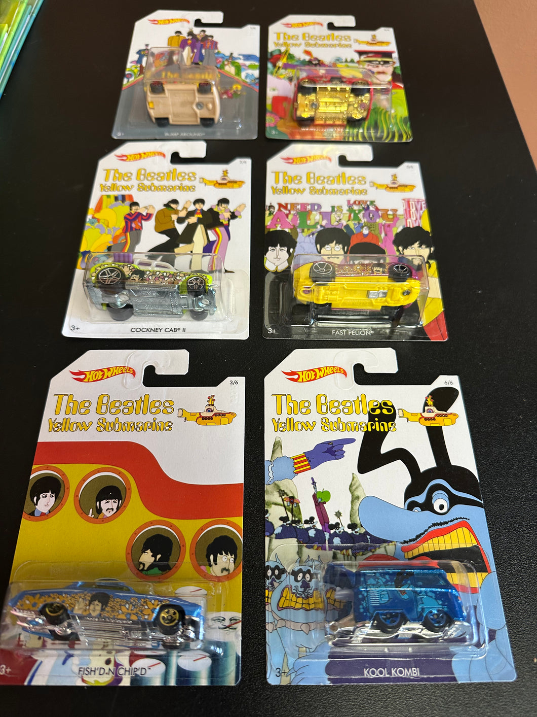 Hot Wheels The Beatles Yellow Submarine Diecast Cars Set of 6