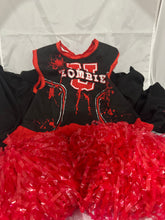 Load image into Gallery viewer, Morris Zombie U Child Undead Cheerleader Costume with Pom Poms Preowned MED/LRG
