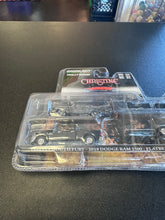 Load image into Gallery viewer, Greenlight Hollywood Christine 1958 Plymouth Fury &amp; 2018 Dodge Ram 2500 w/ Trailer 1:64 Scale
