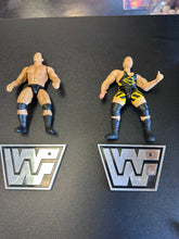 Load image into Gallery viewer, Jakks Pacific WrestleMania XV 2 Tuff 3 The Rock &amp; Owen Hart w/ Stands
