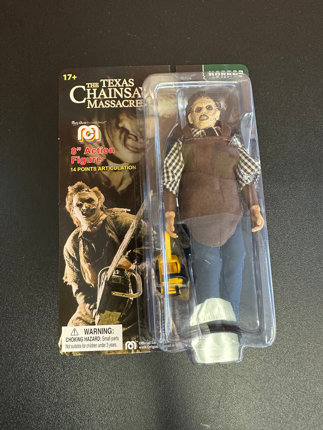 MEGO TEXAS CHAINSAW MASSACRE LEATHERFACE YELLOW CHAINSAW 8” CLOTHED FIGURE