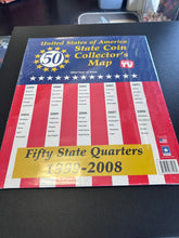 Load image into Gallery viewer, United States of America State Coin Collector’s Map 50 State Quarters 1999-2008
