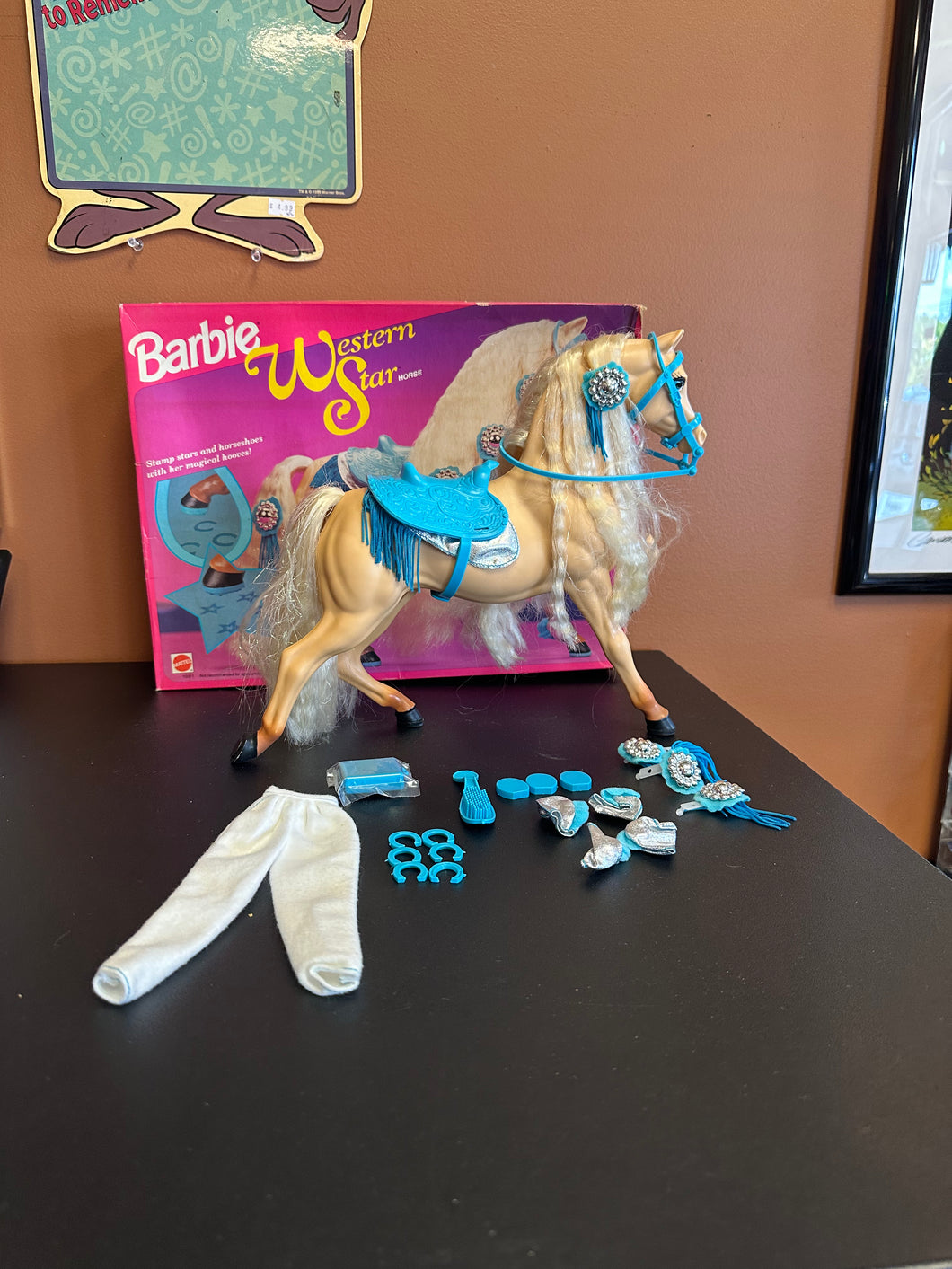 Mattel Barbie Western Star Horse Played with condition
