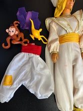 Load image into Gallery viewer, Disney Jasmine and Aladdin Dolls with City Outfits, Abu, &amp; Magic Lamp Preowned
