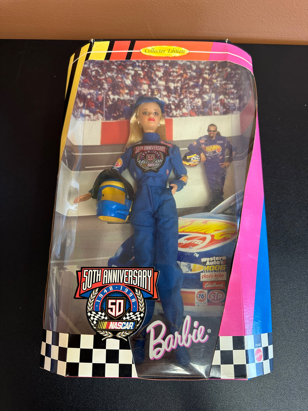 MATTEL BARBIE 50th ANNIVERSARY NASCAR BOX DAMAGE