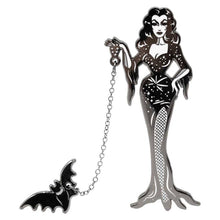 Load image into Gallery viewer, Vampira With Flying Bat Enamel Pin
