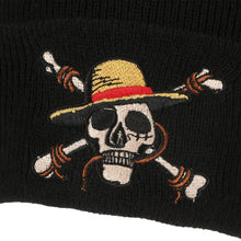 Load image into Gallery viewer, One Piece Straw Hat Pirates Skull &amp; Crossbones Logo Black Cuff Beanie
